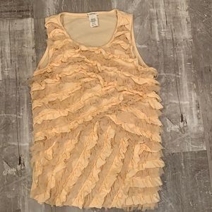 Crewcuts Peach Cotton & Silk Ruffle Tank Size 10